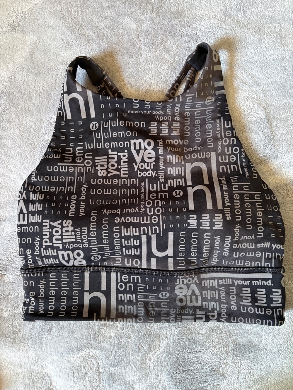 lululemon athletica Black and White Logo Print Sports Bra